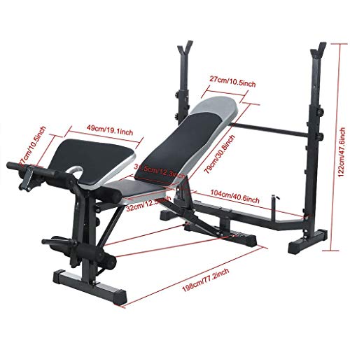 New Olympic Weight Bench, Adjustable Weight Lift Bench Rack Set, Barbell Dumbbell Bench, Push Up Back Sit Up Bench, Full-Body Workout (Black)