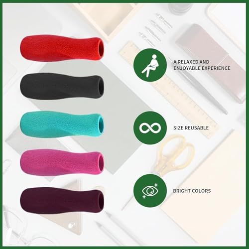 Image of 12Pcs Colour Special Supplies Foam Pencil Grips Soft Foam for Adults, Paint Brush Holder Ergonomic Open Slip Insert Pen Right Left-Handed Use for Drawing,Handwriting,Coloring Education and Crafts