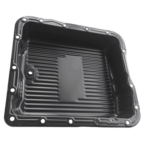 Psrorkeu Polished Finned Transmission Oil Pan & Drain Plug Compatible with GM 700R4 4L60E 4L65E Transmissions 2-5/8 Inch Deep