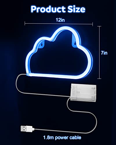 Aclorol Cloud Neon Signs Neon Light Sign For Wall Decor Battery/ Usb Powered Led Cloud Lights Blue For Aesthetic Room Dec, Bedroom, Kids Room, Living Room Party Wedding（Batteries Not Included) #TOP1