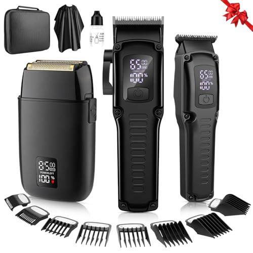 QREEYX Professional Hair Clipper for Men, Barber Clippers Beard Trimmer and Electric Foil Shaver Set, Cordless 3 in 1 Grooming Kit with Case for Home, Travel, Ideal Gift for Him