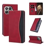 Rostsant Handyhülle für Xiaomi 15T Pro 5G Starke Magnetische Hülle Premium PU Leder Magnetisch Handyhülle Flip Case für Xiaomi 15T Pro 5G Rot