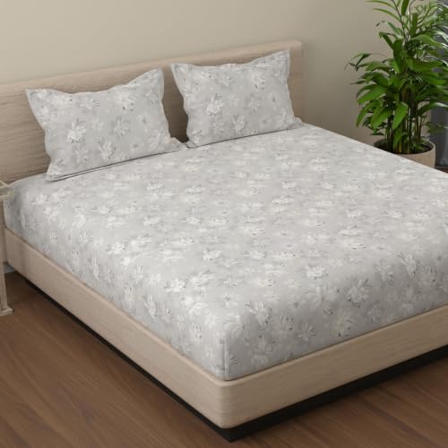 Image of Huesland by Ahmedabad Cotton 144 TC Double Bedsheet Cotton with 2 Pillow Covers | Dark Grey, Dim Grey & Light Grey