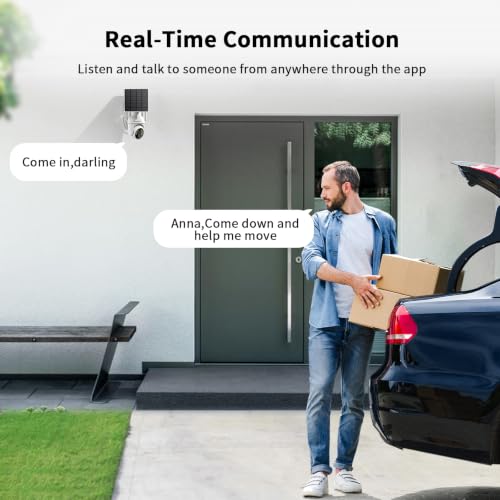 Image of SEHMUA 2K Solar Security Camera Wireless Outdoor, 1 Pack 360 View Pan /Tilt WiFi Security Camera Outside with Color Night Vision, Easy to Install, PIR Alarm, 2-Way Audio, White