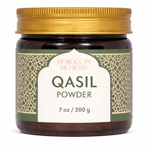 MOROCCAN MCHICHA Qasil Powder 7 oz / 200 g 100% Pure Zizyphus Jujuba Leaf for Face Body Hair & Scalp Care Plant-Based Beauty Mask Powder Poudre de Qasil