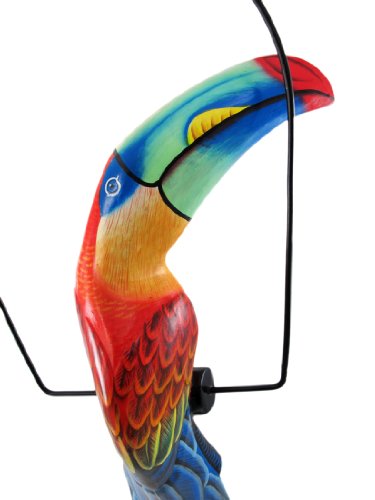 Estatua colgante de pájaro tucán de madera pintada 30 pulg miniatura 4