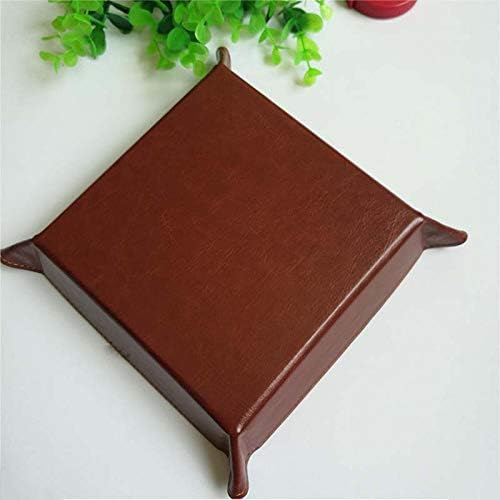 Leather Tidy Tray PU Leather Square Tray Bedside Organiser Jewellery Valet Tray Desk Storage Plate for Key Coin Trinket Phone Jewelry Wallet