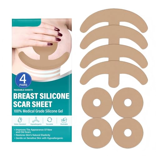 Silicone Scar Sheets, Reusable Breast Scar Sheets - 4 Pair Medical Grade Silicone Strips, Soft &...