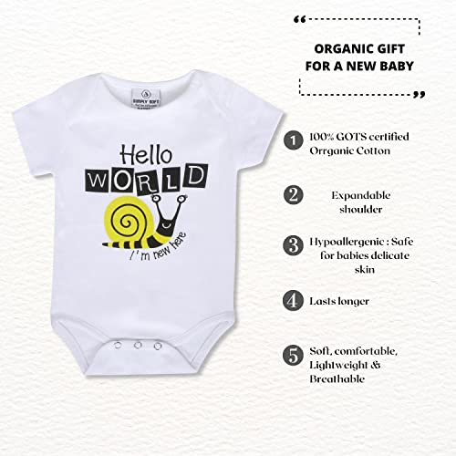Image of Baby Onesie for Newborn to 12 Months,Soft Cotton Bodysuit with inchHello World inch Print - 220 GSM | Unisex | Comfortable & Breathable baby clothes