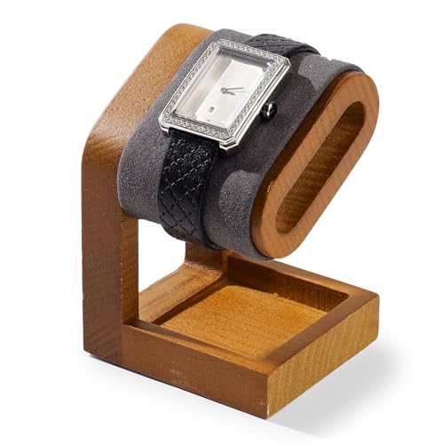 Oirlv Simple de Madera Maciza,Soportes para Relojes,Porta Relojes(Gris Oscuro)