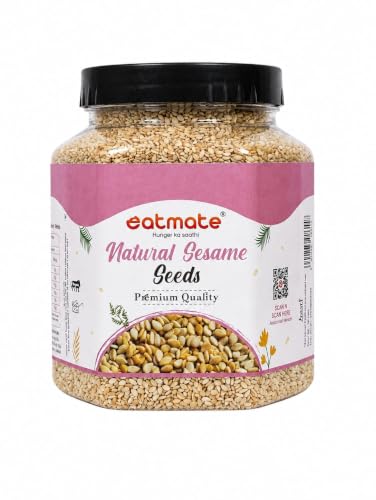 Image of Eatmate Premium Natural Sesame Seeds 500 g | White Till Seeds for Eating, Cooking & Baking | Nutritious Indian Spice | Rich in Calcium, Protein & Fiber | Fresh Natural Til Seeds for Daily Use