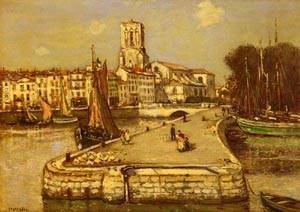 Peinture à l'huile A Sunlit Port pour habiller un grand mur vide avec élégance