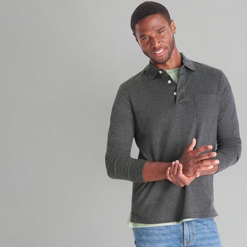Polo para Hombre Lands' End de manga larga en algodón Supima americano con bolsillo miniatura 5