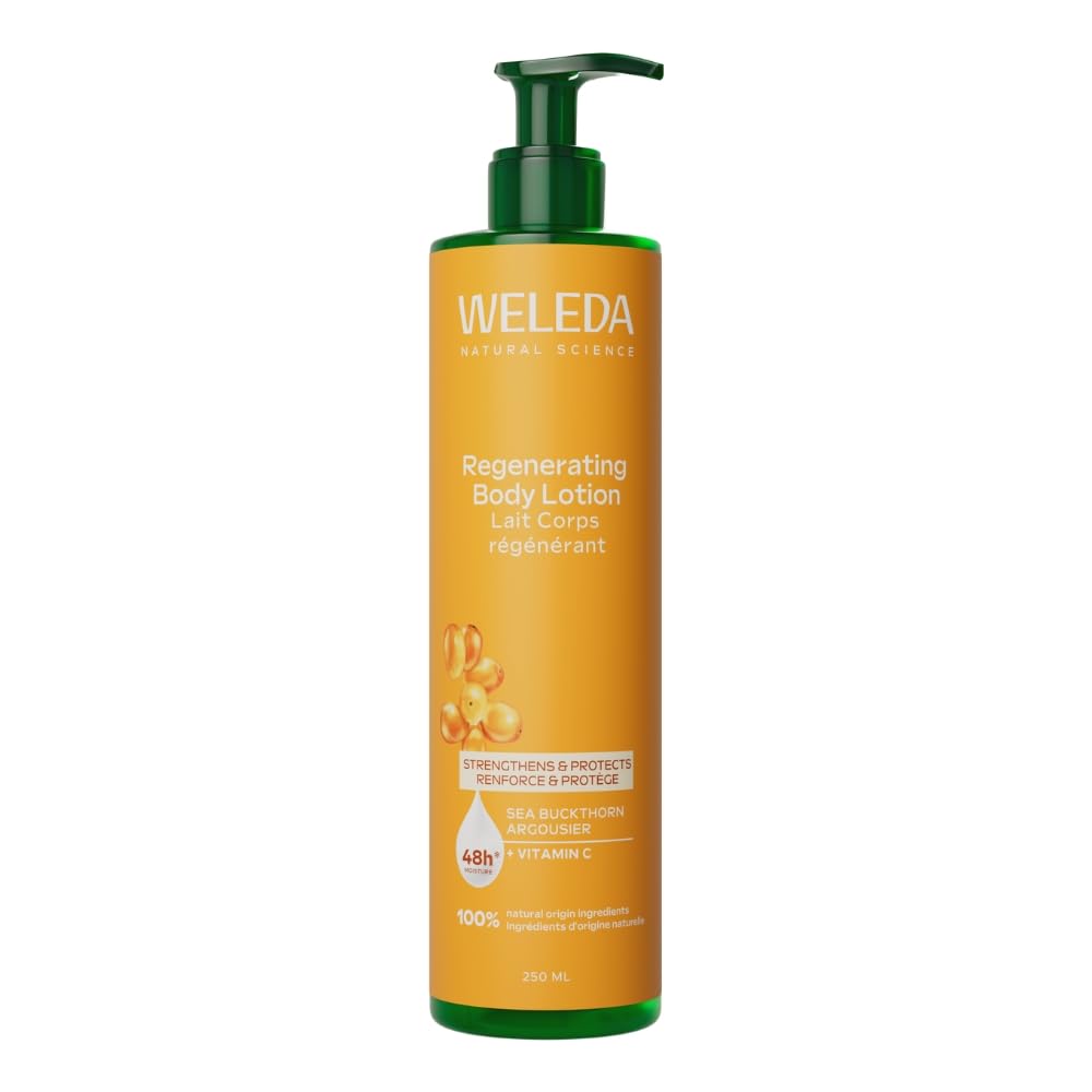 Weleda Regenerating Body Lotion with Sea Buckthorn, Body Moisturiser with Vitamin C, Moisturising Cream For Men & Women, 100% Certified Natural, Organic, Vegan, 250ml