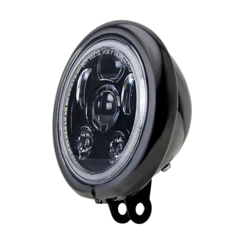 5-3/4 Inch LED Motorcycle Headlight With DRL, Fit For Harley, 5.75 Inch Black Housing Trim Ring with H4 Wiring Harness Cover