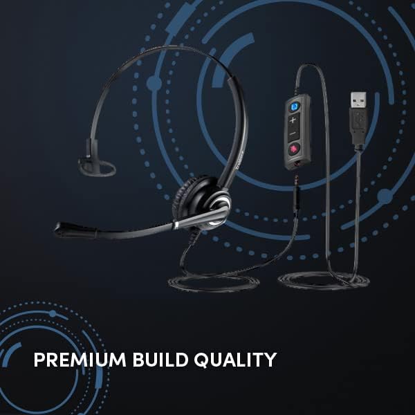 VoicePro 30 Premium USB Office Headset with Noise Canceling Microphone, in-Line Call Controls and Detachable 3.5mm for Smartphones. Compatible with Skype, Dragon, Teams, Zoom, Cisco Jabber, Avaya X…
