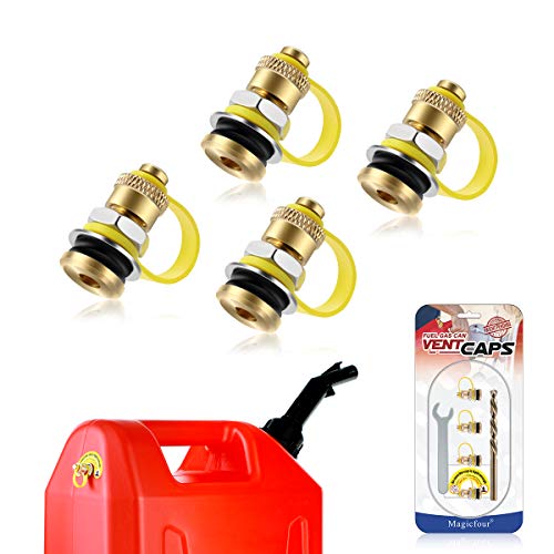 Magicfour Fuel Gas Can Vent Caps, 4 Pack Fuel Gas Can Vent Kits Fuel Gas Tank Vent Caps with Lanyard-Attached Cap for Gas Can Fuel Tank Water Jug to Allow Faster Flowing (New Upgrade)