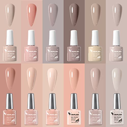 UV Nagellack Set,VENALSIA Gellack Natur rosa grau Gel Nagellack UV Set nude Jelly Gel Transparent rosa nudefarben… – Bild 3