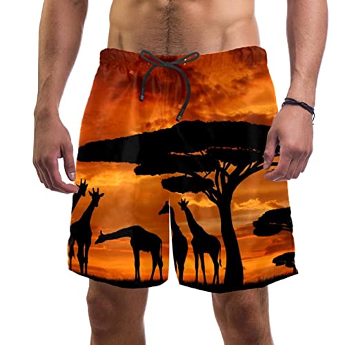 Maillots de bain pour hommes JDEZ à motif girafes pour la plage