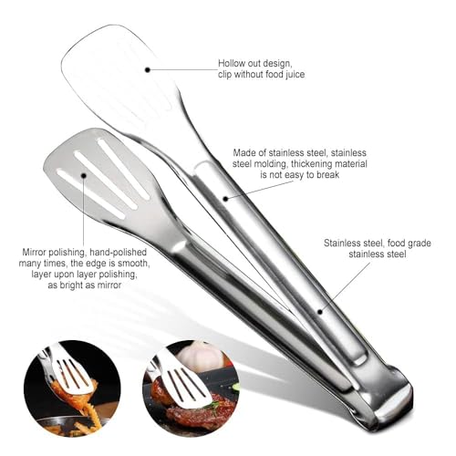 Image of Serving Tongs Kitchen Tongs,Buffet Tongs, Stainless Steel Food Tong Serving Tong,Small Tongs (9 Inch) (Pack of 2)