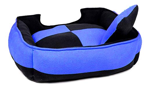 Image of Petslover Ultra Soft Fleece Fabric Polyester Filled Sofa Reversible Dog /Cat Beds, Royle Blue & Black (Export Quality) - Small