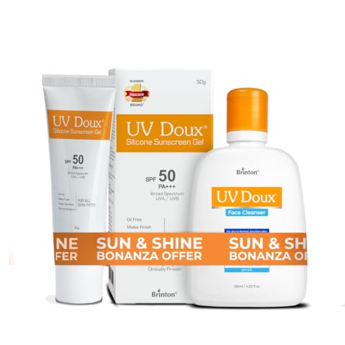 Image of UV Doux Silicone Sunscreen Gel SPF50 PA+++ 50gm & UV Doux Face Cleanser 125ml Combo | Ultimate Skincare Duo for Sun Protection & Deep Cleansing | Non-Greasy, Dermatologist-Tested | Benzene free