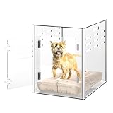 Dethan Acrylic Dog Crate Furniture - Clear Indoor Dog Kennel with Lockable Ventilated Design, Modern Transparent Dog End Table for Small Pet, Heavy-Duty Durable Pet Crate, 24" L x 18" W x 20" H