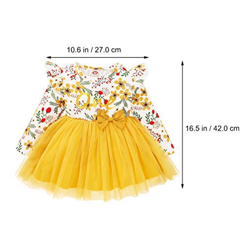 SOIMISS Amarelo Floral Infantil Ruffle Manga Comprida Romper Tutu Vestido Da Menina de Vestido de Al