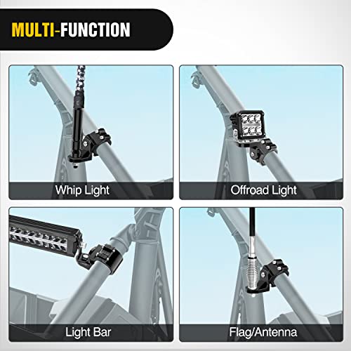 Image of Nilight UTV Flag Antenna Mount Black 1.5 inch to 1.75 inch and 1.75 inch to 2 inch Roll Bar