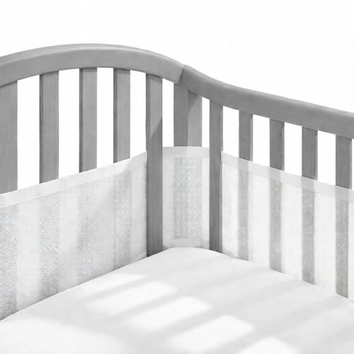 Full-Size Crib Breathable Mesh Liner, 3mm Classic Mesh, White, Baby-Safe (4FS Covers 3 or 4 Sides)