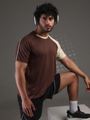 Image of CHKOKKO Gym Tshirt for Men Workout Regular Fit Sports Activewear Man Tshirts with Round Crew Neck and Half Sleeves for Yoga Running&Outdoor Activities