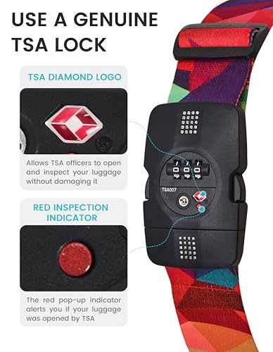 Image of Travelkin Luggage Straps TSA Approved, Suitcase Straps with TSA Lock | Adjustable, Cross luggage belt strap, combination lock, Travel,Reinforced Buckle,multiple colors, locking suitcase belt