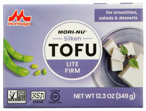 Mori-Nu Silken Tofu Lite Firm | Velvety Smooth and Creamy | Low Fat, Gluten-Free, Dairy-Free, Vegan, Made with Non-GMO soybeans, KSA Kosher Parve | Shelf-Stable | Provides protein | 12.3 oz x 6 Packs