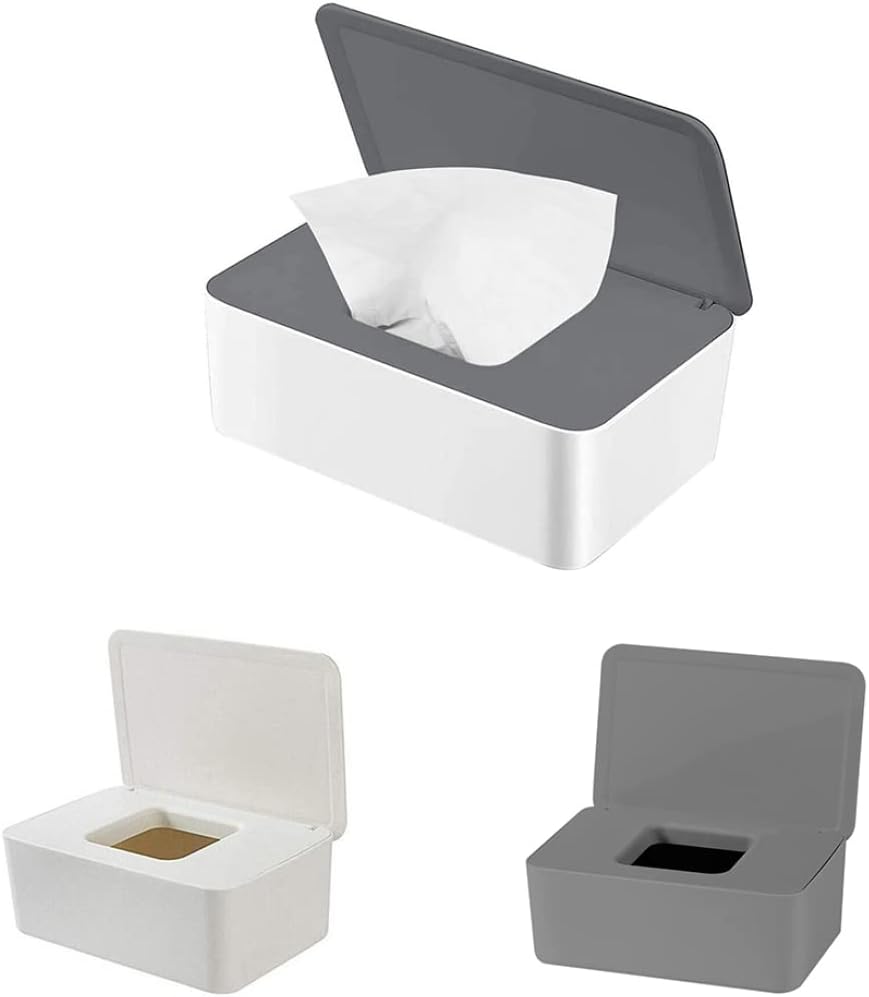 Wipes Dispenser, Baby Wipes Holder, Diaper Wipes Box, Tissue Organizer Box with Lid Sealed Dustproof for Home Office (White, 1 Piece)! : Baby