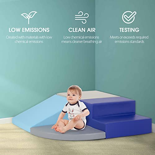 Dkelincs Climbing Blocks for Toddlers 1-3, 4-Piece Crawl and Climb Soft Foam Baby Climbing Blocks, Babies Activity Play Structures Toddler Climbing Toys Indoor, Blue - Thumbnail 3