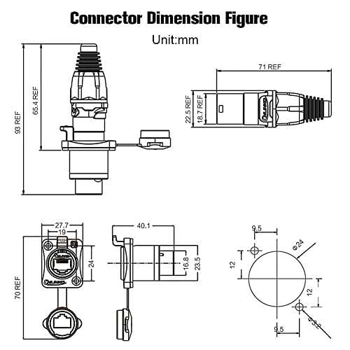 Rj45 Connector, Waterproof Metal Ethernet Cable Connector, Aviation Dual Port Circular Connector, Signal Panel Cat3E/5E 8P8C Connector For Home Network, Industrial Network, Stage Signal Connection #TOP1