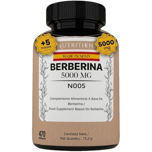 Nutrithent® 470 Comprimidos Berberina Pura 5000mg | Máxima absorción para +5 Meses | Función digestiva, hepática, intestina (470 Comprimidos).