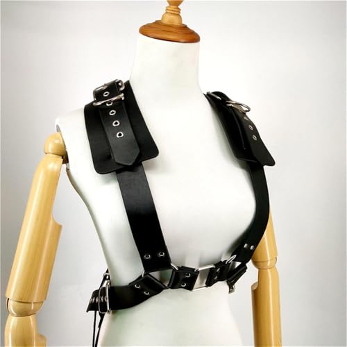 Pfylinqo WXH00062 Men'S Leather Harness Enduring And Breathable Adjustable Buckle Body Chest Garter Shoulder Cage Belt Body Bondage Cage Punk Nightclub Cosplay Costume Clubwear thumb #3