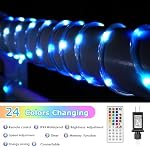 99FT 300 LED Lumières à corde communicables extérieures étanches, 24 Lumières de corde changeantes de couleur avec télécommande, lumières de chaînes extérieures de couleur Chaning pour chambre, terrasse, patio, arrière-cour Noël Halloween