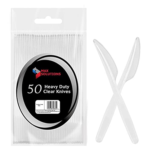 50 robuste transparente Kunststoff-Messer, Besteck, Grill, Picknick, Camping, Party, tragbar, wiederverwendbar Cover