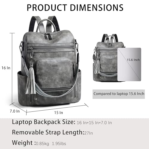 Image of Shrrie Vegan Leather Laptop Backpack for Women 15.6 inch Work Backpack Fashion Travel Backpack Purse for Travel College Work
