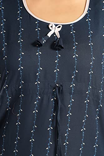 Image of Fabme Women's Cotton Printed Kaftan and Pyjama Set