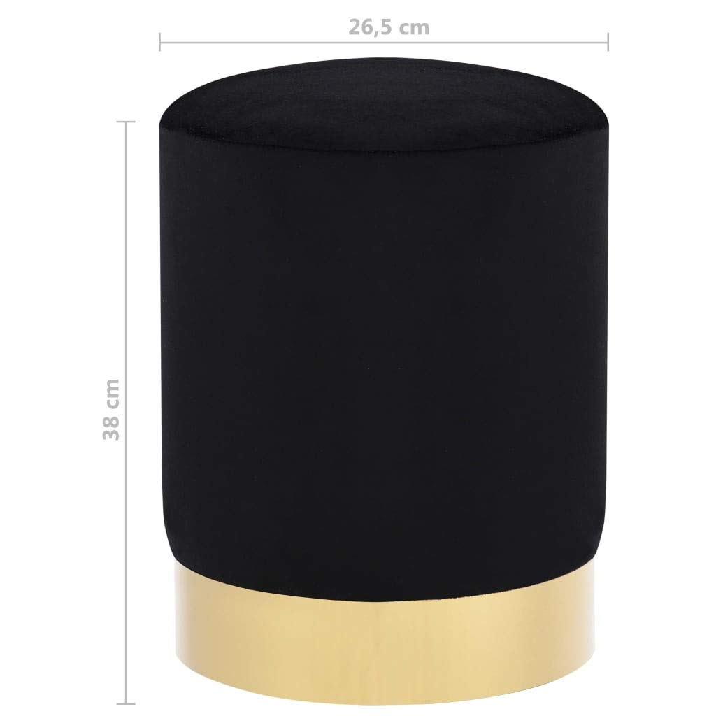 Festnight Hocker Schwarz und Golden Samt Fassform Polsterhocker Sitzhocker Schemel Samthocker Pouf Sitzpouf Velour Fußhocker Rund Blau Golden Samt 26,5x38cm Metall