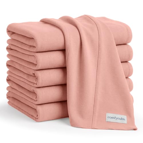 Image of Comfy Cubs Baby Burp Cloths Set (Pack of 6) - Large, 6-Layer, Ultra Absorbent 100% Cotton for Infant Spit-Up, Drool, and Messes - Soft, Gentle, Thoughtful New Born Baby Gifts, Bold Blush