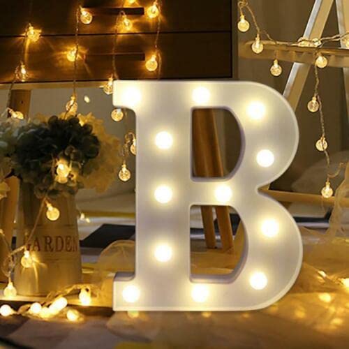 Topzilly LED Marquee Letter Lights Sign, Warm White LED Lamp, Light up 26 Alphabet for Living Room, Bedroom Table & Wall, Home Bar, Christmas, Wedding, Party Festival Decoration (B)