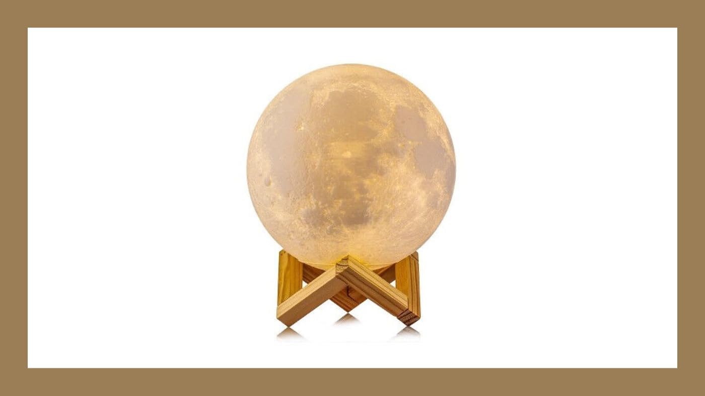 Heebie Jeebies Rechargeable Lunar Night Light- 3D Printed Moon LED Light for Kids or Adults- 2 Color Sphere for Indoor Camping, Bedroom, or Any Room- Gift for Outer Space Fans and Future Astronauts