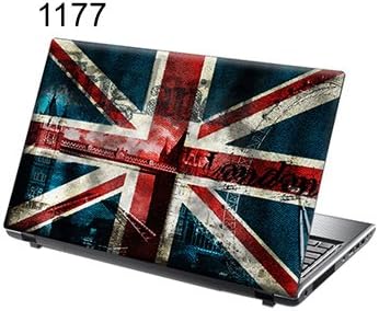 TaylorHe 17" Laptop Skin Vinyl Decal with Colorful Patterns and Leather Effect Laminate MADE IN BRITAIN Union Jack London