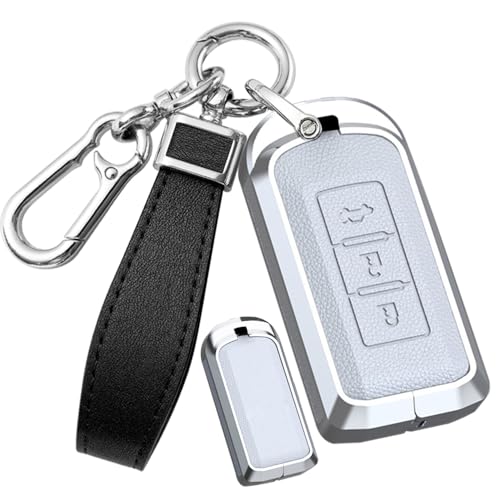 Coque de clé Mitsubishi Lancer RVR Outlander protection 3 boutons blanche avec porte-clés
