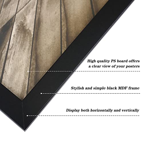 Qdssdeco 24"X36" Poster Frame Black Mdf Frame With Polished Plexiglass Hanging On The Wall Display Picture, Set Of 2 #TOP4