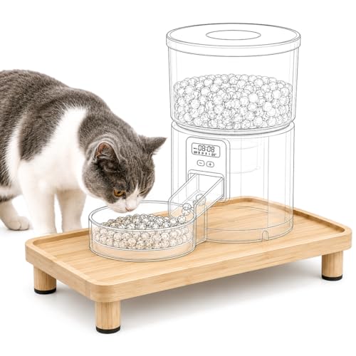 Midollarle Cat Food Stand, 15.8" x 9.8" Elevated Cat Feeding Station Protects…